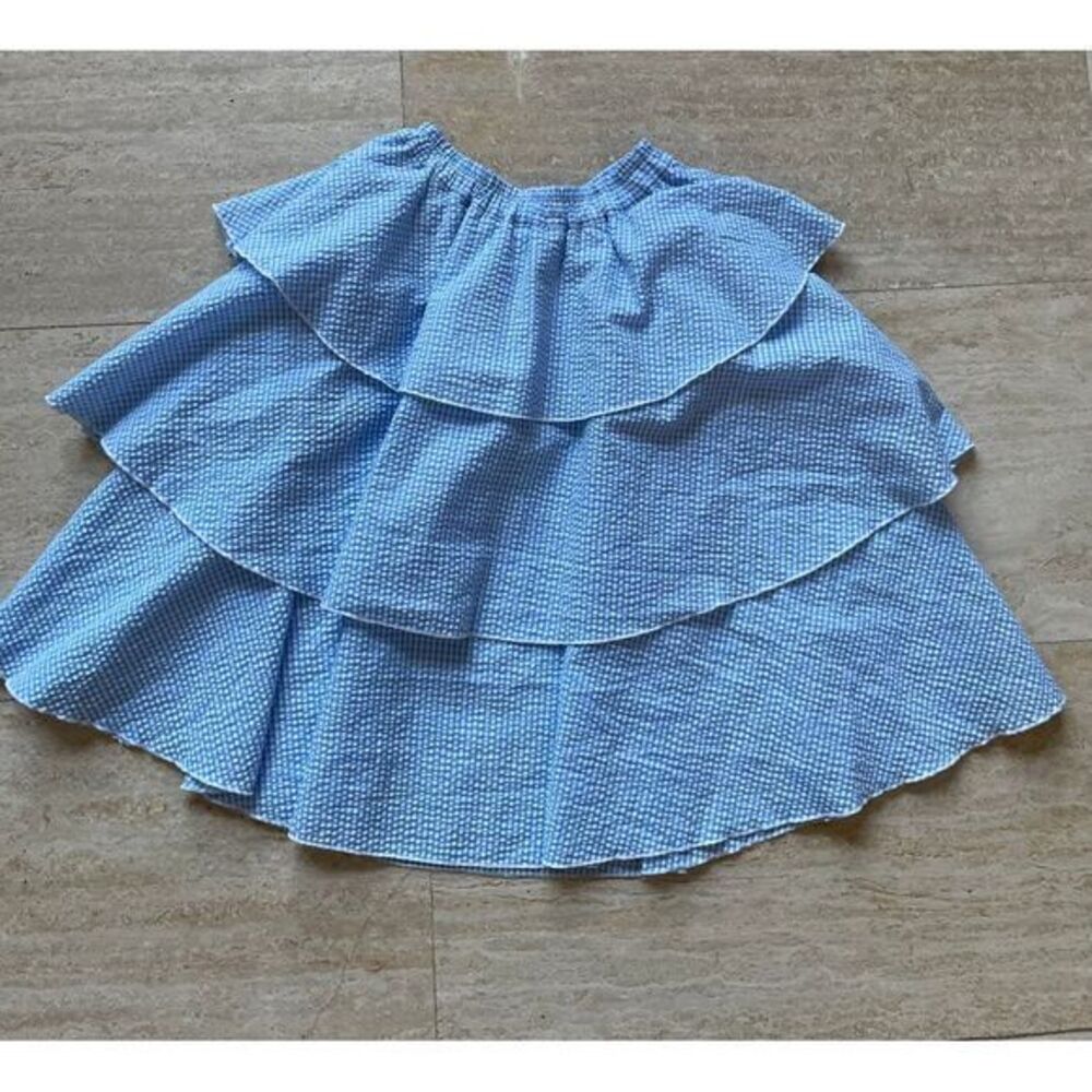 Weekend house Kids Blue Gingham Tiered Ruffle Top Girls Summer skirt 9/10